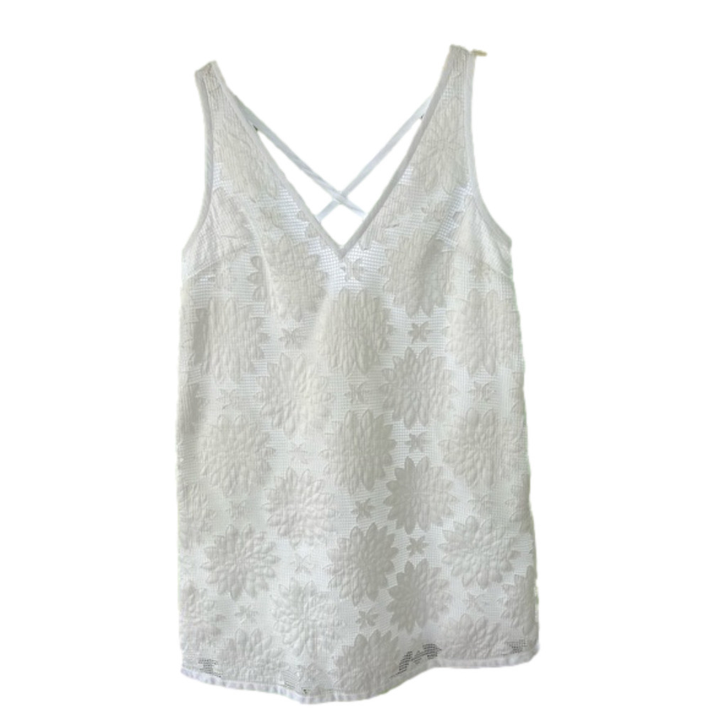 Rachel Roy Sleeveless V-Neck White Size Small Island Hop Mini Dress Tunic Top